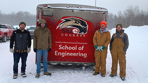 SIUE Cougar Baja team member who competed in the Blizzard Baja were (L-R) Samuel Churchill, Matthew Buchholz, Curtis Lake and Nathan Buss.