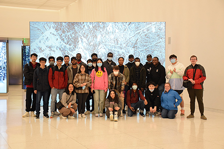SIUE international students gather at St. Louis Arch during a March field trip.