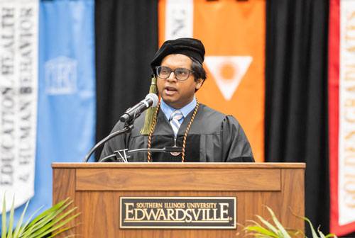 Aneesh Asokan delivered remarks on behalf of the Class of 2022.