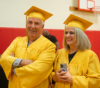 Gary Bullard ’78 ’82 and Wanda Bullard ’71 ‘75 participate in Golden Graduate festivities at their alma mater.