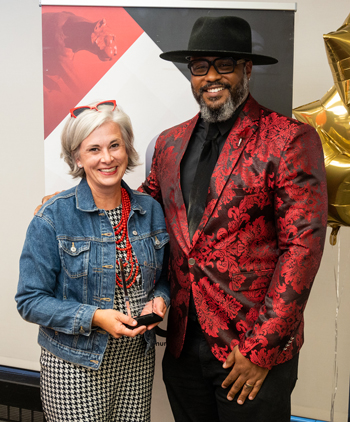 (L-R) Kimberly Kilgore, assistant director for Equal Opportunity, Access, and Title IX Coordination, and Dominic Dorsey II, M.S.Ed., director of SIUE’s ACCESS.