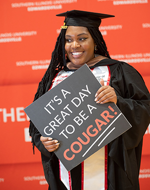 SIUE fall 2022 graduate celebrates the completion of their degree.