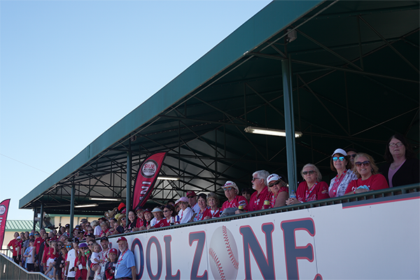SIUE Alumni pose for photo at the Cassidy Cool Zone at Roger Dean Stadium