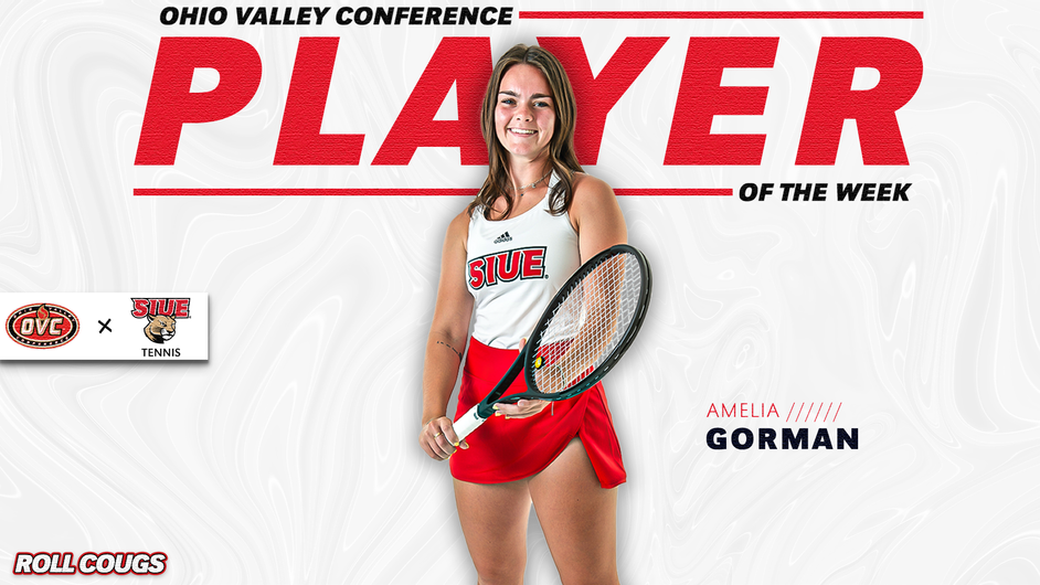 Graphic of Amelia Gorman smiling and holding a tennis racket