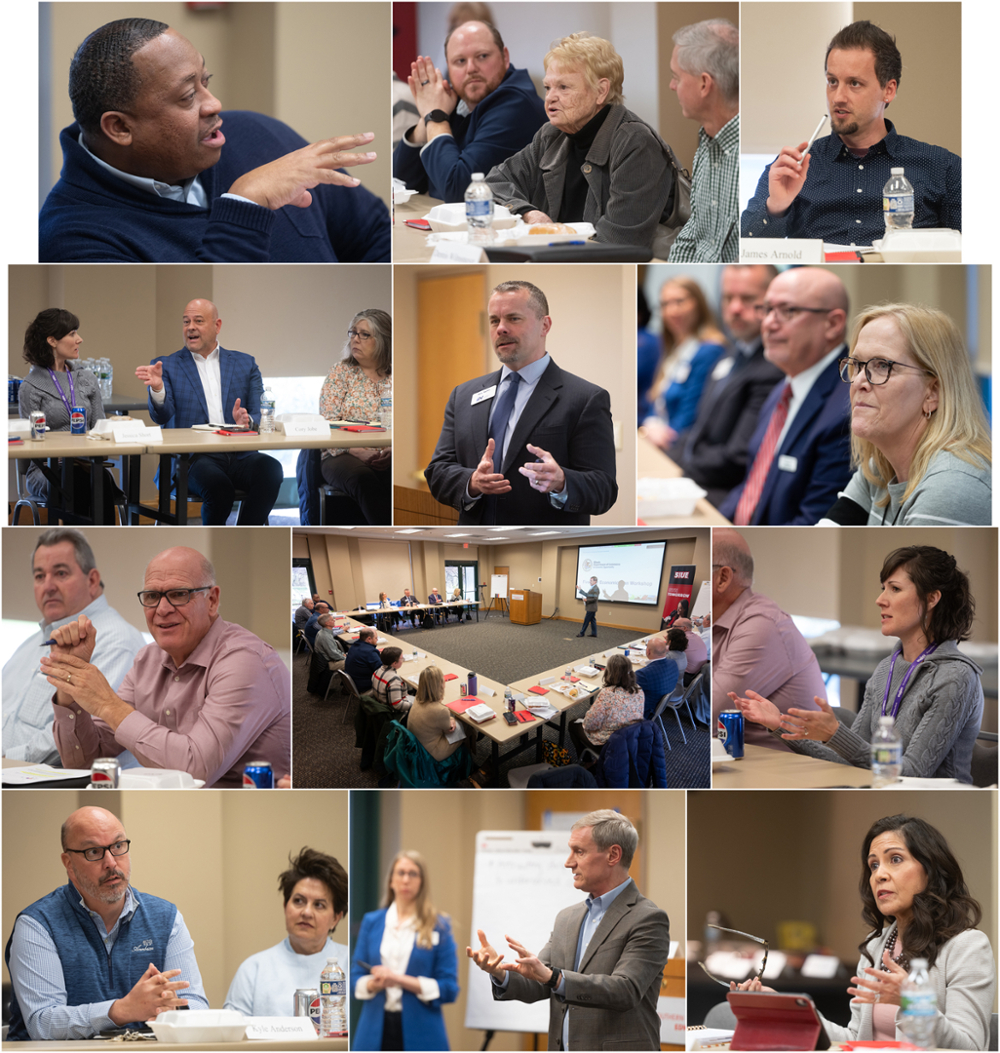 Collage of photos of economic summit hosted at SIUE