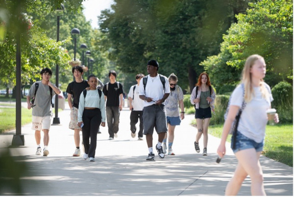 College students walking on campus