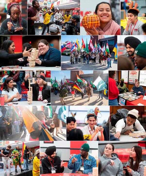 Scenes of students of all ages and cultures from International Education Week