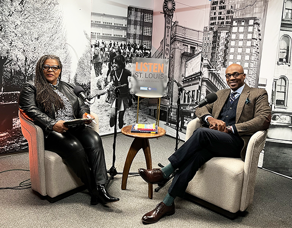 TV Studio set with Carol Daniel and Dr Minor ready for interview