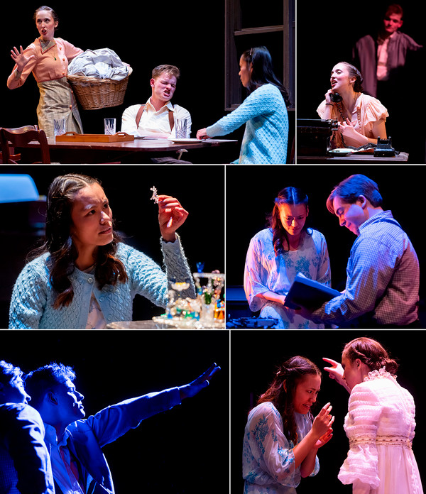 Collage of Theater actors on stage in The Glass Menagerie