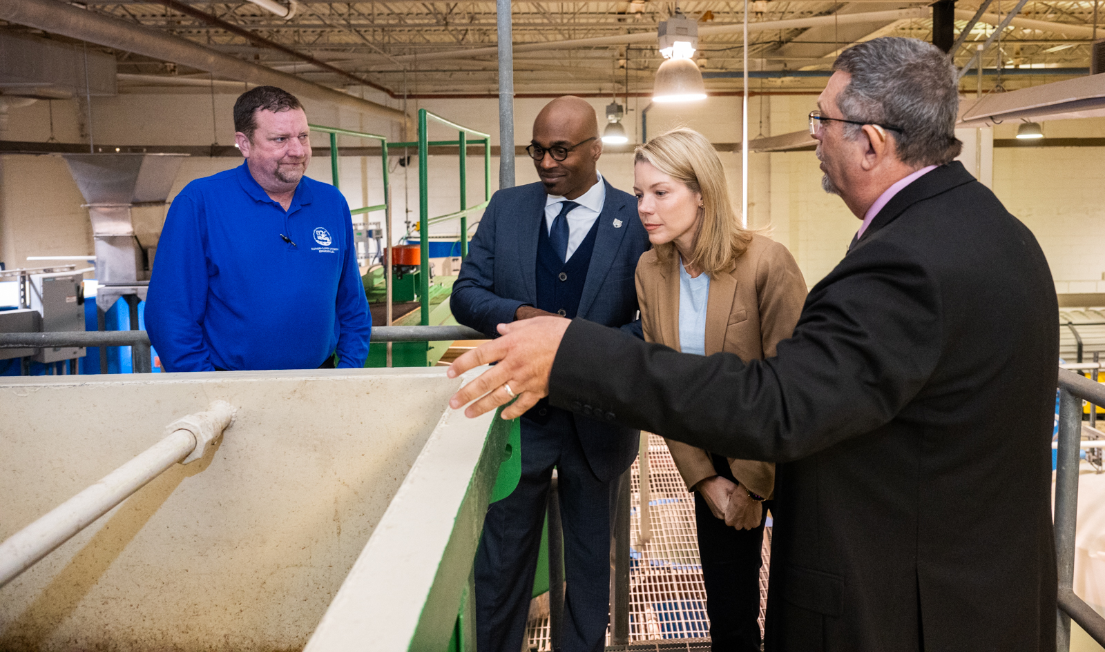 Illinois State Senator Erica Harriss and others observe equipment while touring SIUE’s Environmental Resources Training Center.