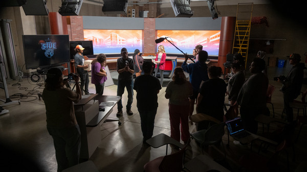 Students working as crew in new TV studio