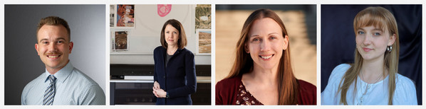 Composite portrait featuring the four Spring 2026 SIUE URCA award recipients arranged in a horizontal grid. From left to right are Gavynn Baer, Abbey Hepner, Annie Imboden and Hannah Asbeck, representing undergraduate research and creative activities