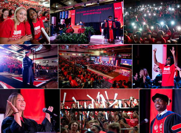 Collage of celebratory photos of SIUE Convocation