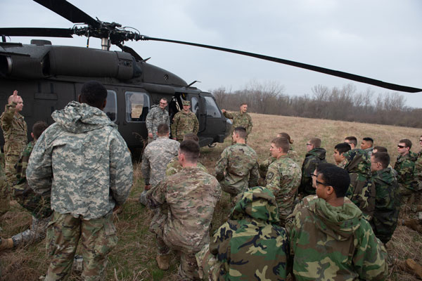 ROTC members during helicopter training