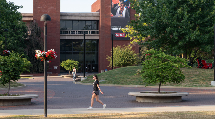 SIUE Student Walking on Campus