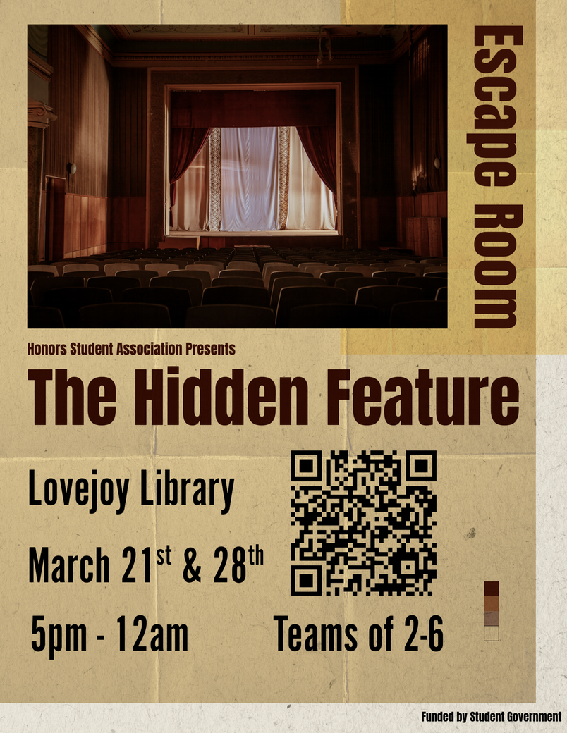 Flier giving information on the upcoming HSA escape rooms