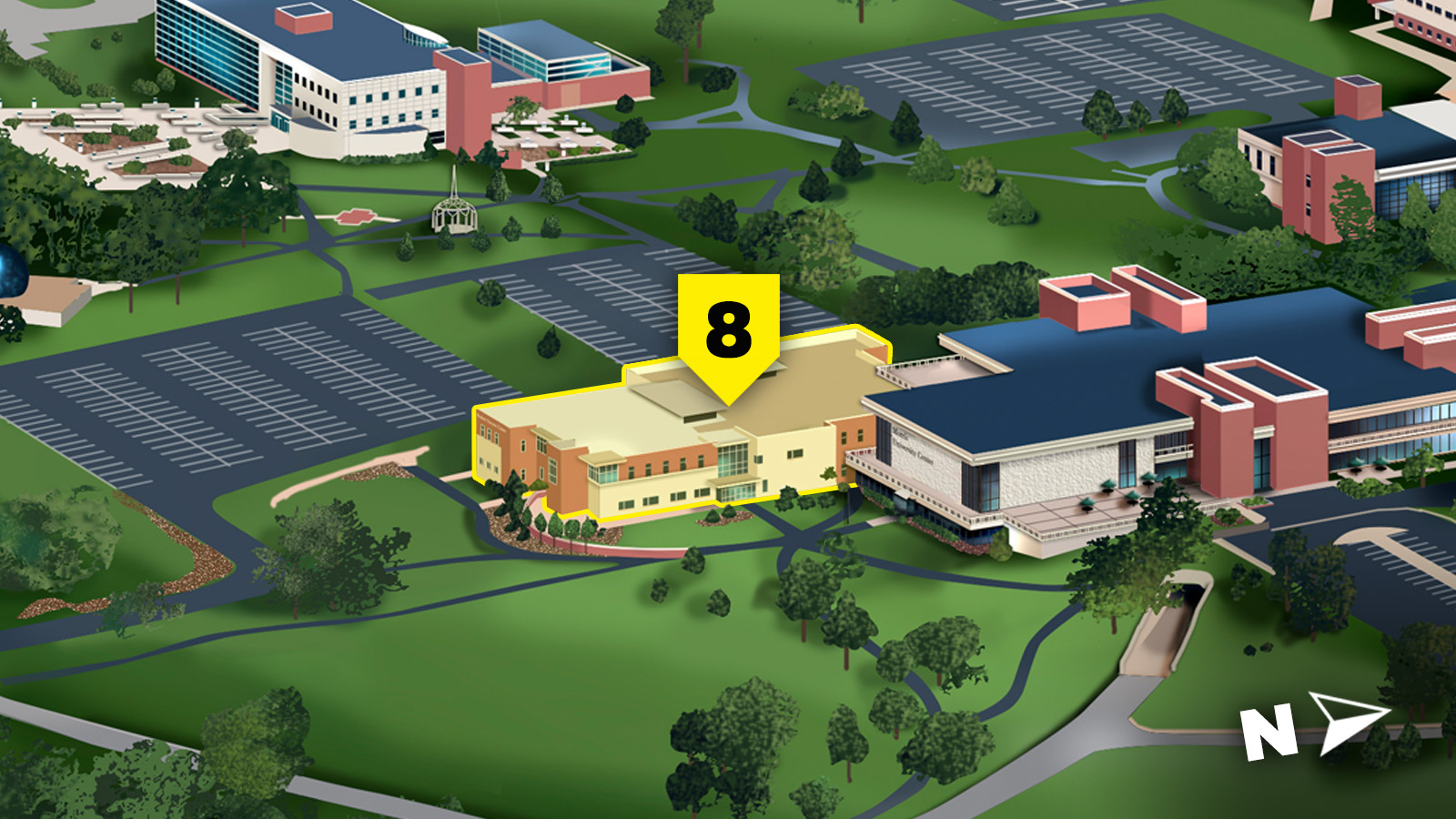 campus map highlight on student success center