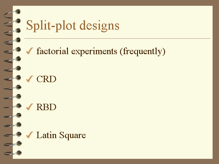 Splitplot designs
